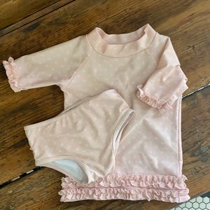 Girls rash guard bathing suit. Ruffle butts